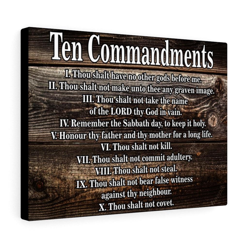 Scripture Walls Ten Commandments Dark Wood Christian Wall Art Print Ready to Hang Unframed-Express Your Love Gifts