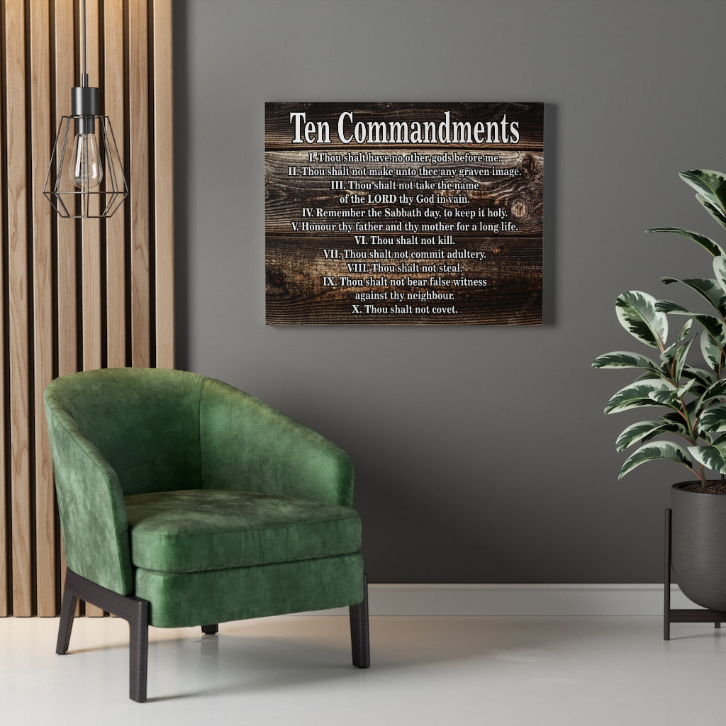 Scripture Walls Ten Commandments Dark Wood Christian Wall Art Print Ready to Hang Unframed-Express Your Love Gifts