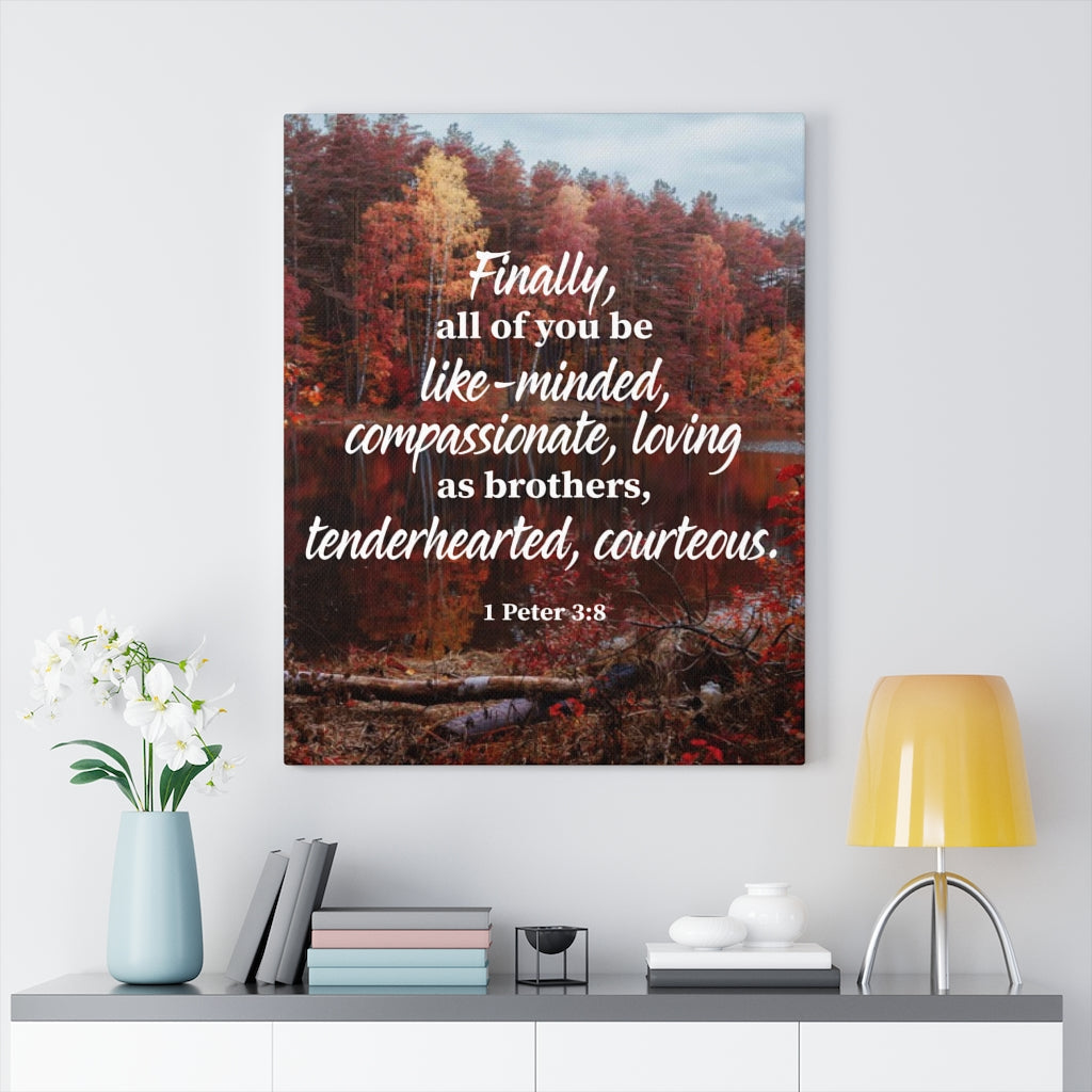 Scripture Walls Tenderhearted Courteous 1 Peter 3:8 Bible Verse Canvas Christian Wall Art Ready to Hang Unframed-Express Your Love Gifts
