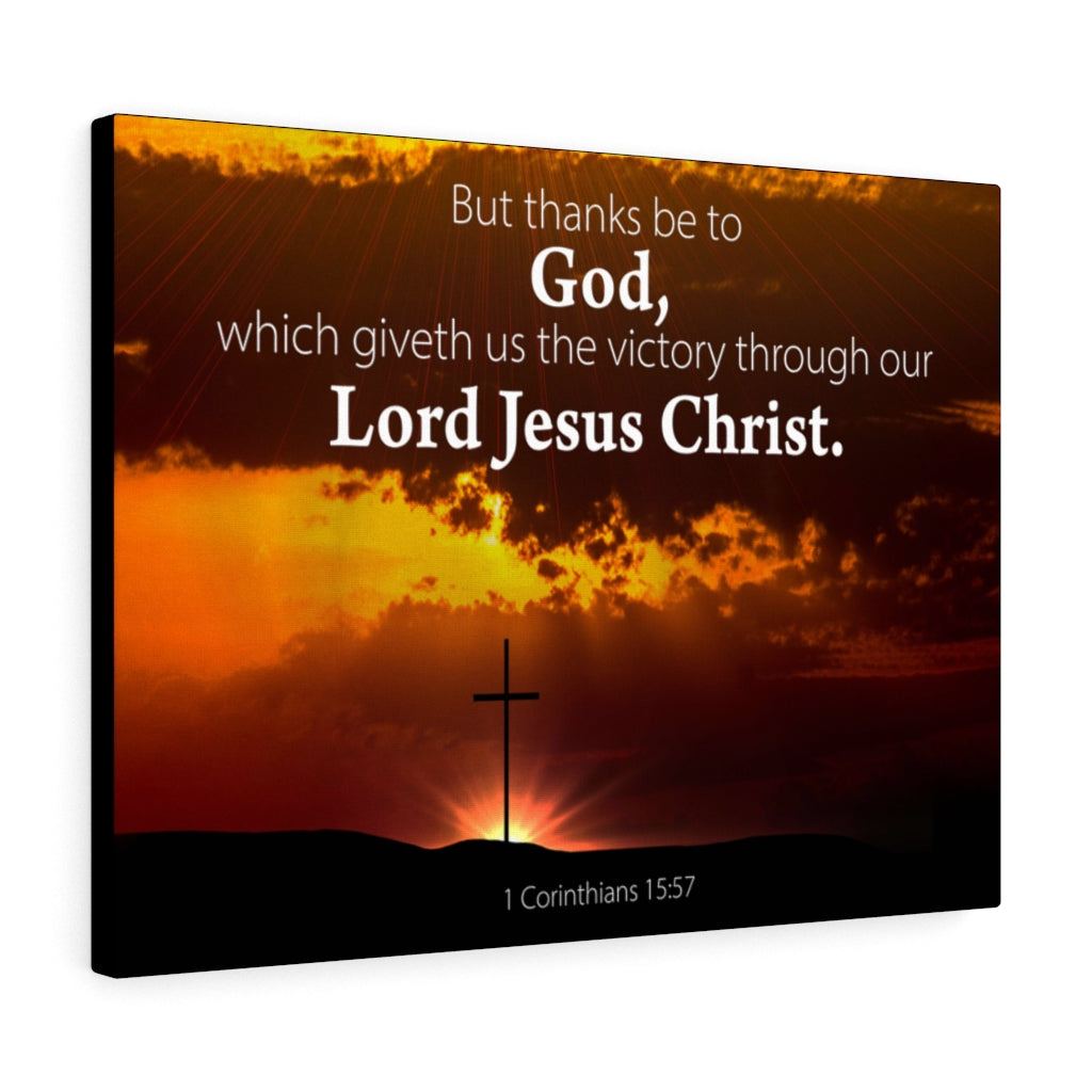 Scripture Walls Thanks Be to God 1 Corinthians 15:57 Bible Verse Canvas Christian Wall Art Ready to Hang Unframed-Express Your Love Gifts