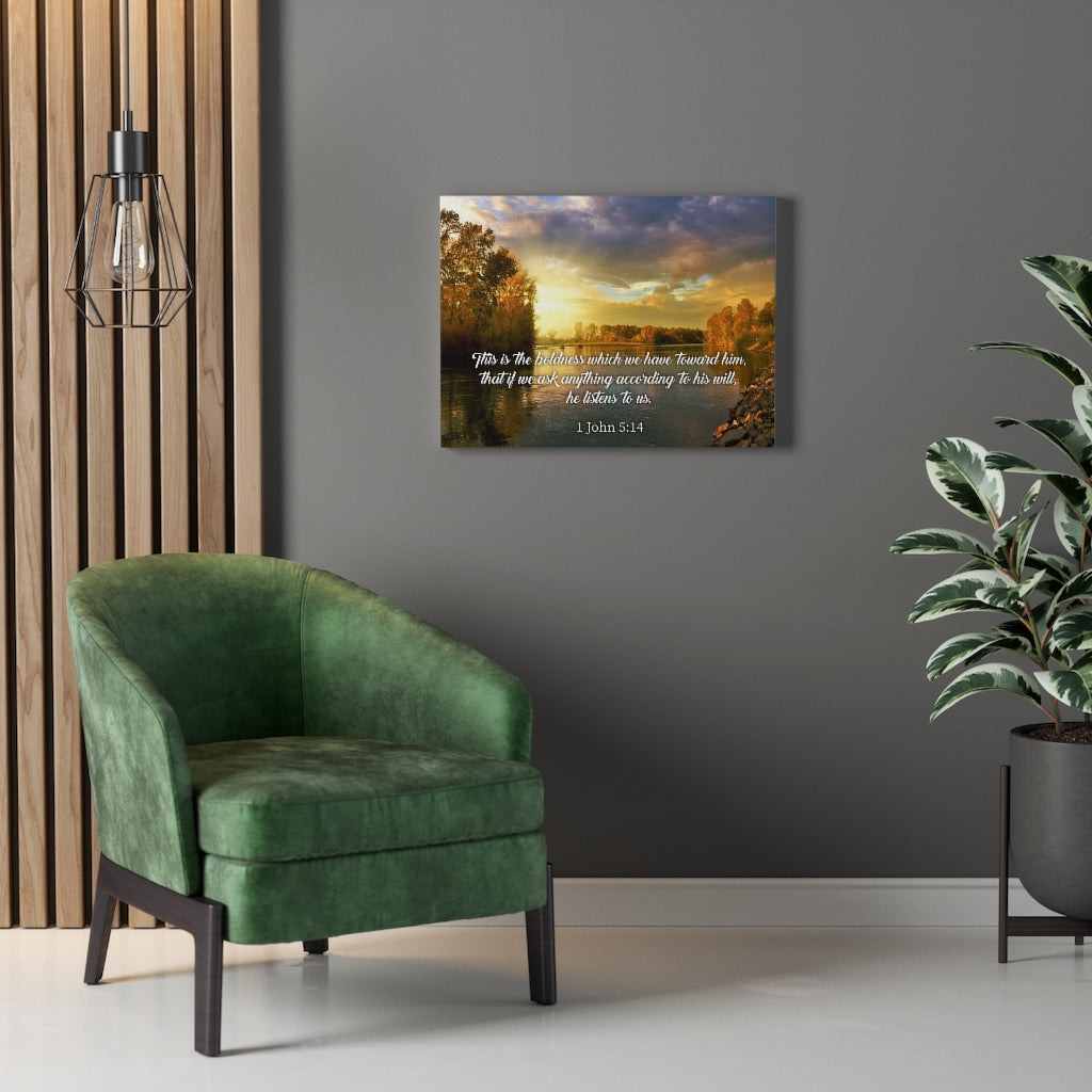 Scripture Walls The Confidence 1 John 5:14 Bible Verse Canvas Christian Wall Art Ready to Hang Unframed-Express Your Love Gifts