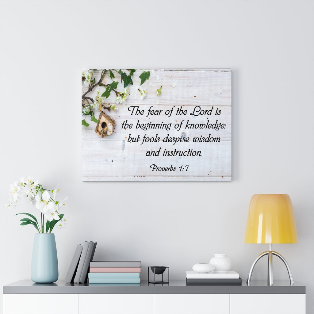 Scripture Walls Fear of the Lord Proverbs 1:7 Bible Verse Canvas Christian Wall Art Ready to Hang Unframed-Express Your Love Gifts