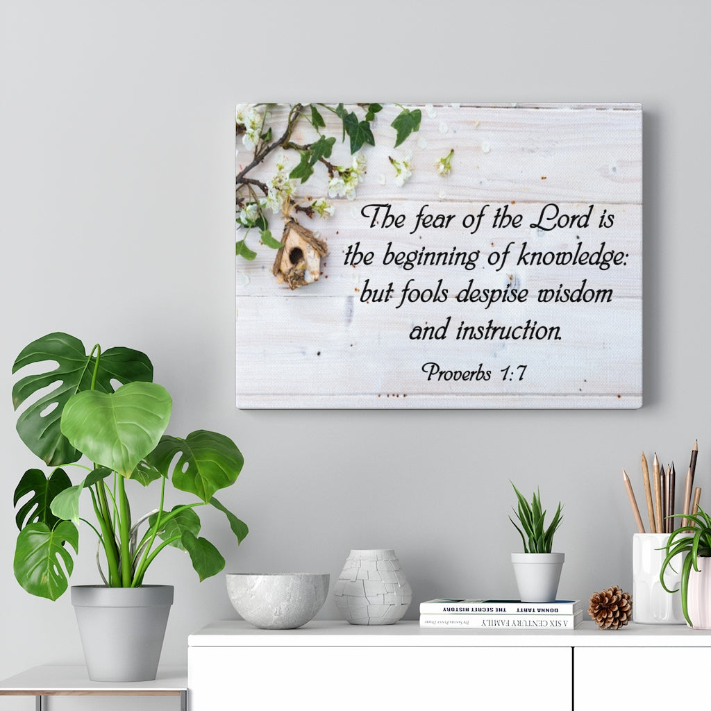 Scripture Walls Fear of the Lord Proverbs 1:7 Bible Verse Canvas Christian Wall Art Ready to Hang Unframed-Express Your Love Gifts