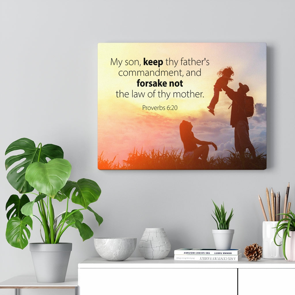 Scripture Walls The Law of Thy Mother Proverbs 6:20 Bible Verse Canvas Christian Wall Art Ready to Hang Unframed-Express Your Love Gifts