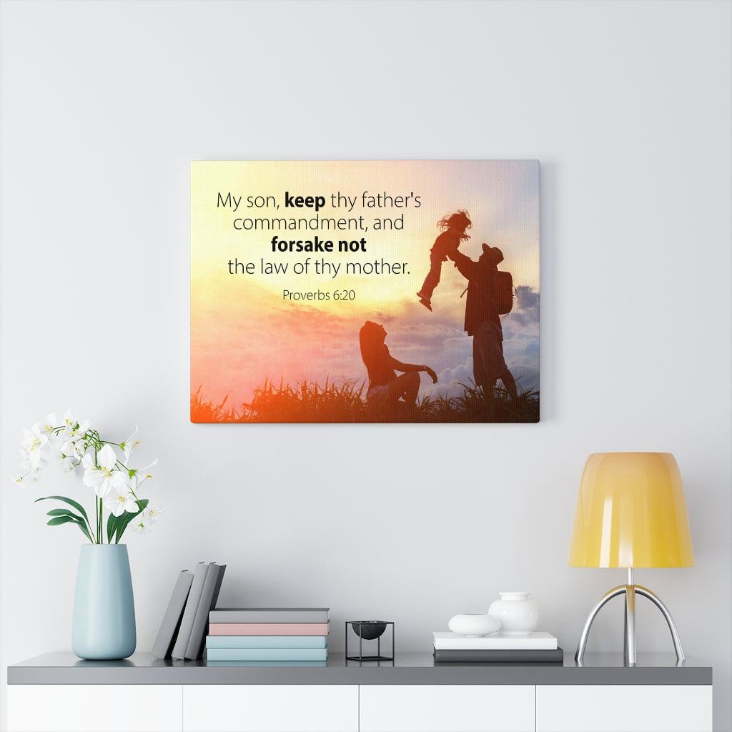 Scripture Walls The Law of Thy Mother Proverbs 6:20 Bible Verse Canvas Christian Wall Art Ready to Hang Unframed-Express Your Love Gifts