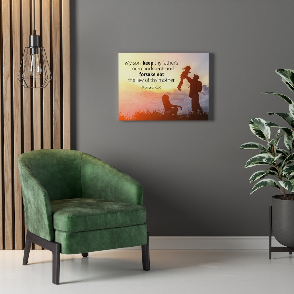 Scripture Walls The Law of Thy Mother Proverbs 6:20 Bible Verse Canvas Christian Wall Art Ready to Hang Unframed-Express Your Love Gifts