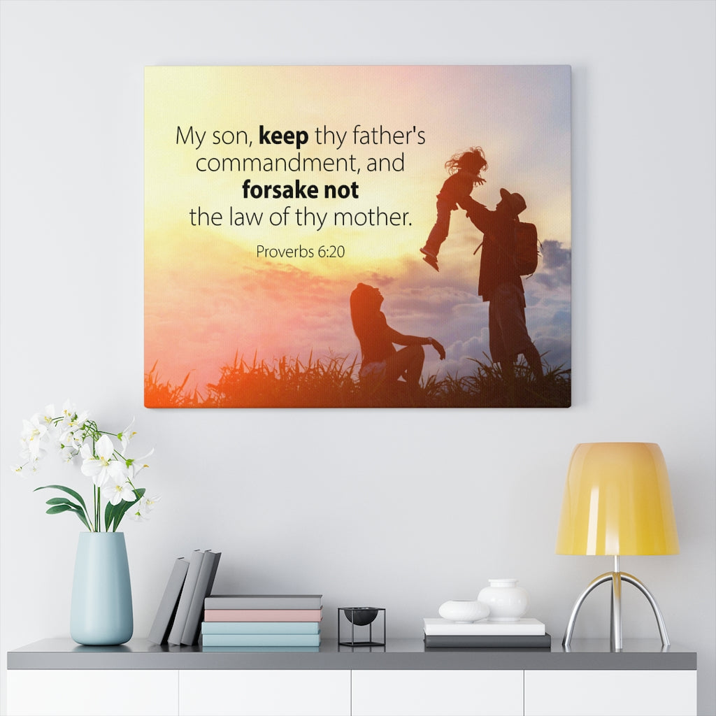 Scripture Walls The Law of Thy Mother Proverbs 6:20 Bible Verse Canvas Christian Wall Art Ready to Hang Unframed-Express Your Love Gifts