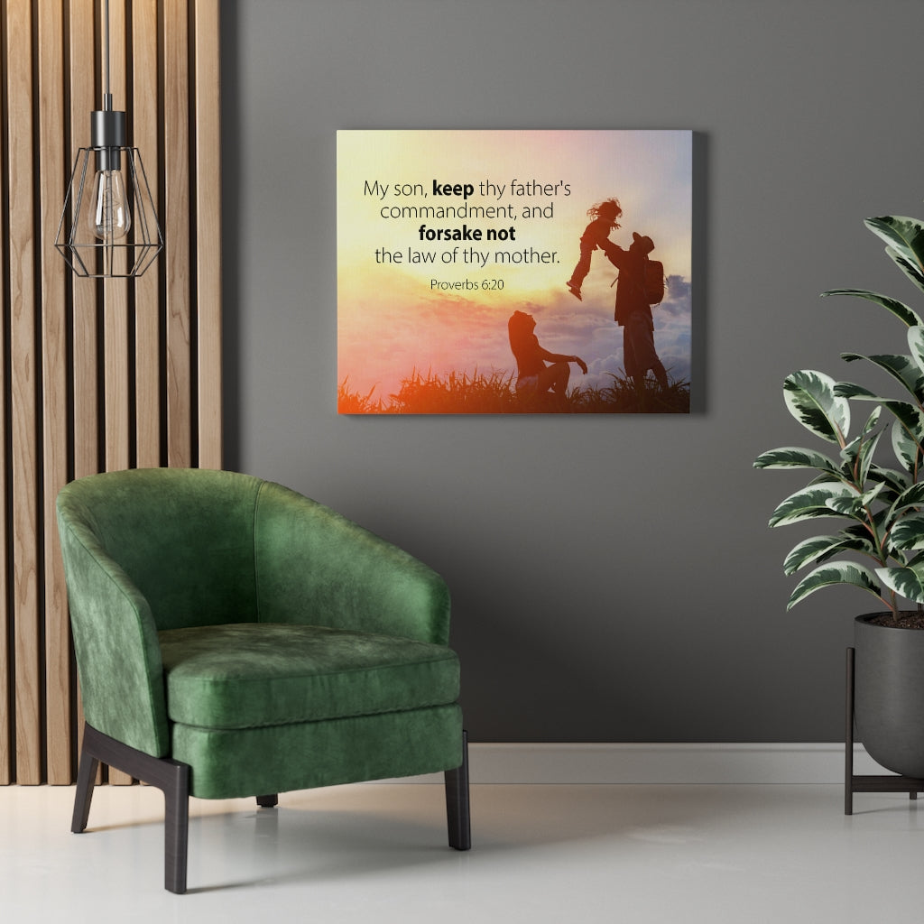 Scripture Walls The Law of Thy Mother Proverbs 6:20 Bible Verse Canvas Christian Wall Art Ready to Hang Unframed-Express Your Love Gifts