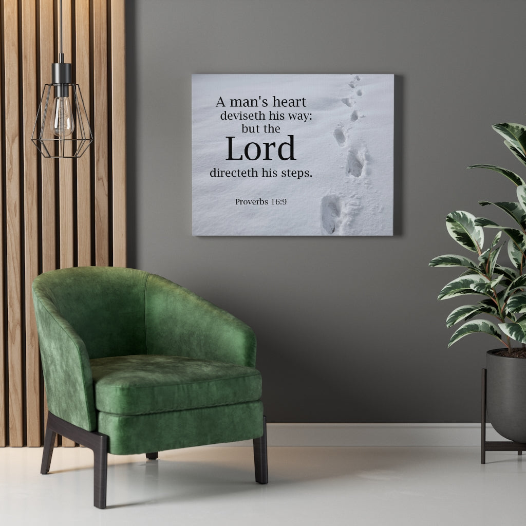 Scripture Walls The Lord Directeth Steps Proverbs 16:9 Bible Verse Canvas Christian Wall Art Ready to Hang Unframed-Express Your Love Gifts