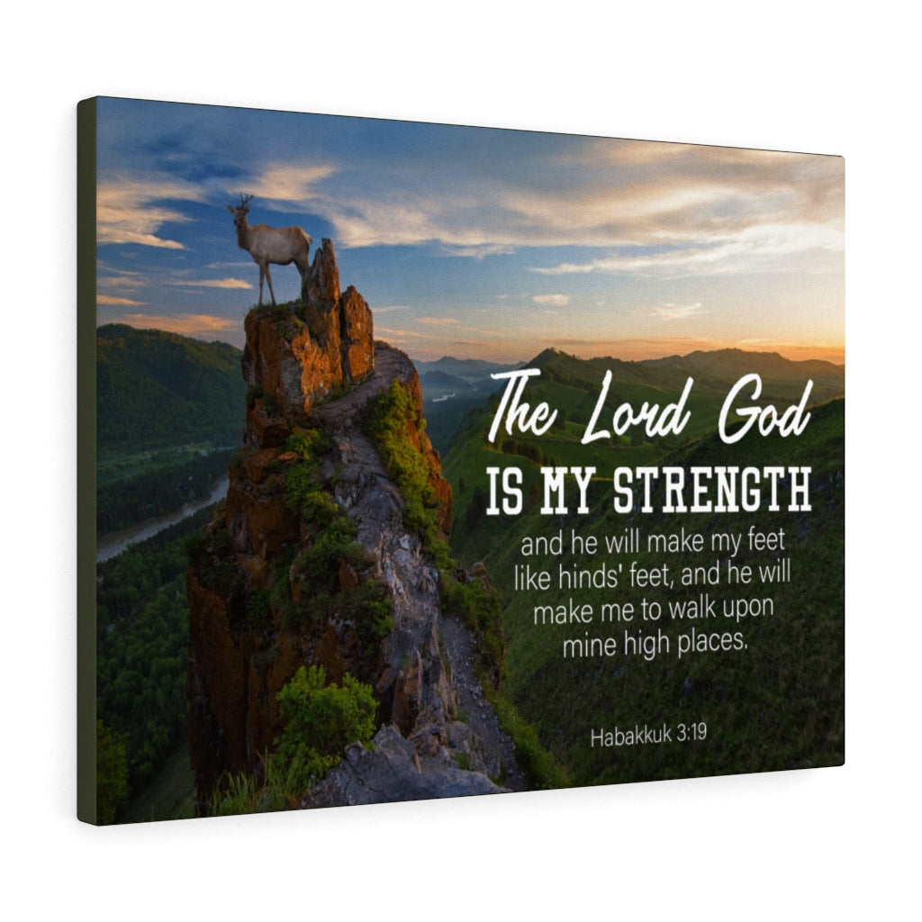 Scripture Walls The Lord God is My Strength Habakkuk 3:19 Bible Verse Canvas Christian Wall Art Ready to Hang Unframed-Express Your Love Gifts
