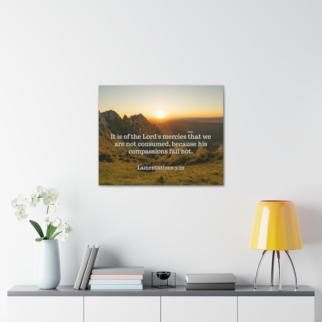 Scripture Walls The Lord's Mercies Lamentations 3:22 Bible Verse Canvas Christian Wall Art Ready to Hang Unframed-Express Your Love Gifts
