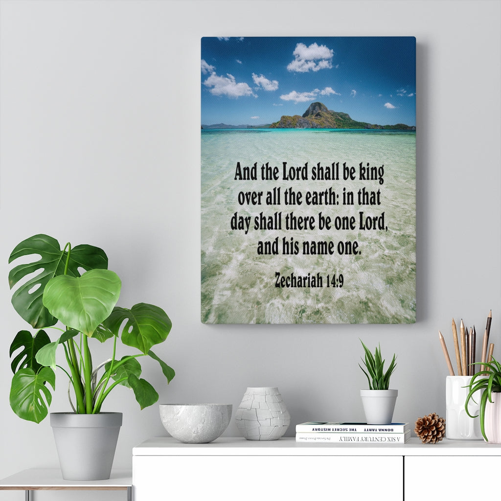 Scripture Walls The Lord Shall Be King Zechariah 14:9 Bible Verse Canvas Christian Wall Art Ready to Hang Unframed-Express Your Love Gifts