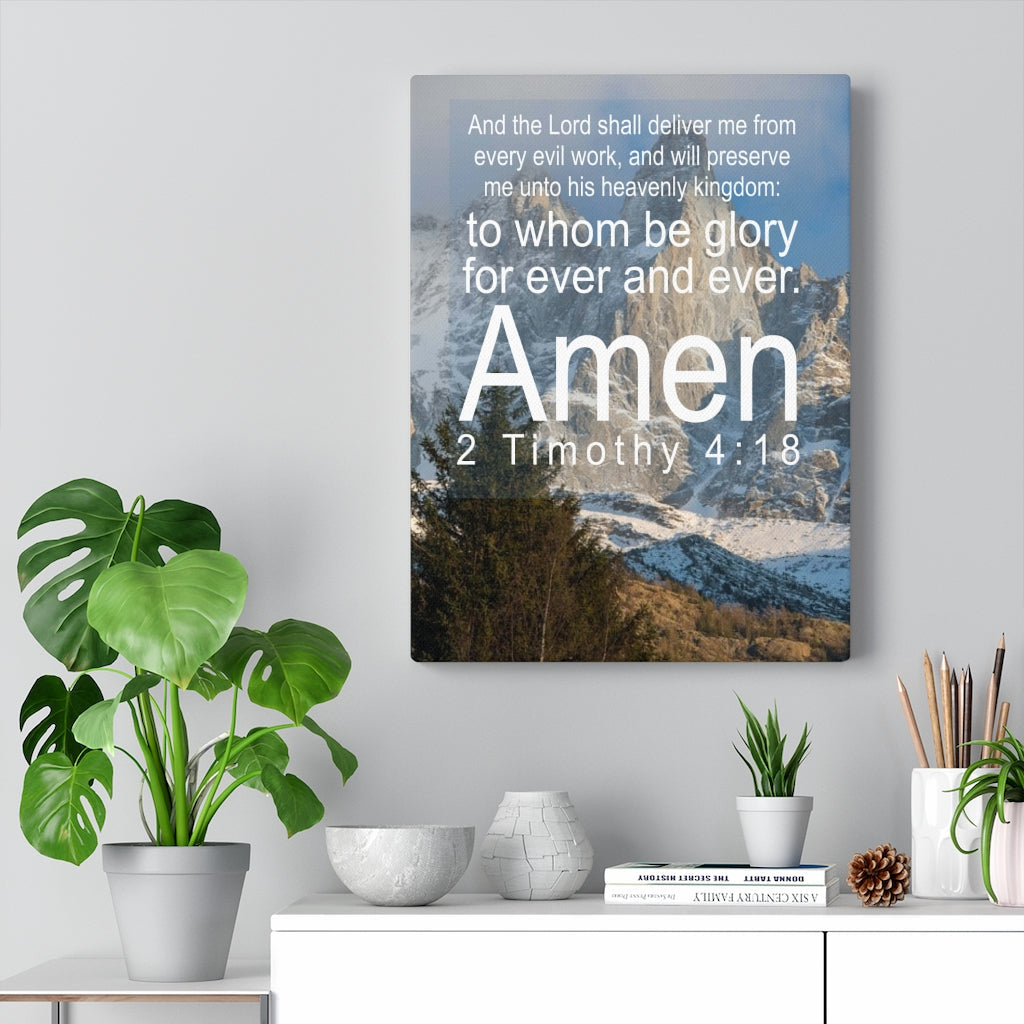 Scripture Walls The Lord Shall Deliver 2 Timothy 4:18 Bible Verse Canvas Christian Wall Art Ready to Hang Unframed-Express Your Love Gifts