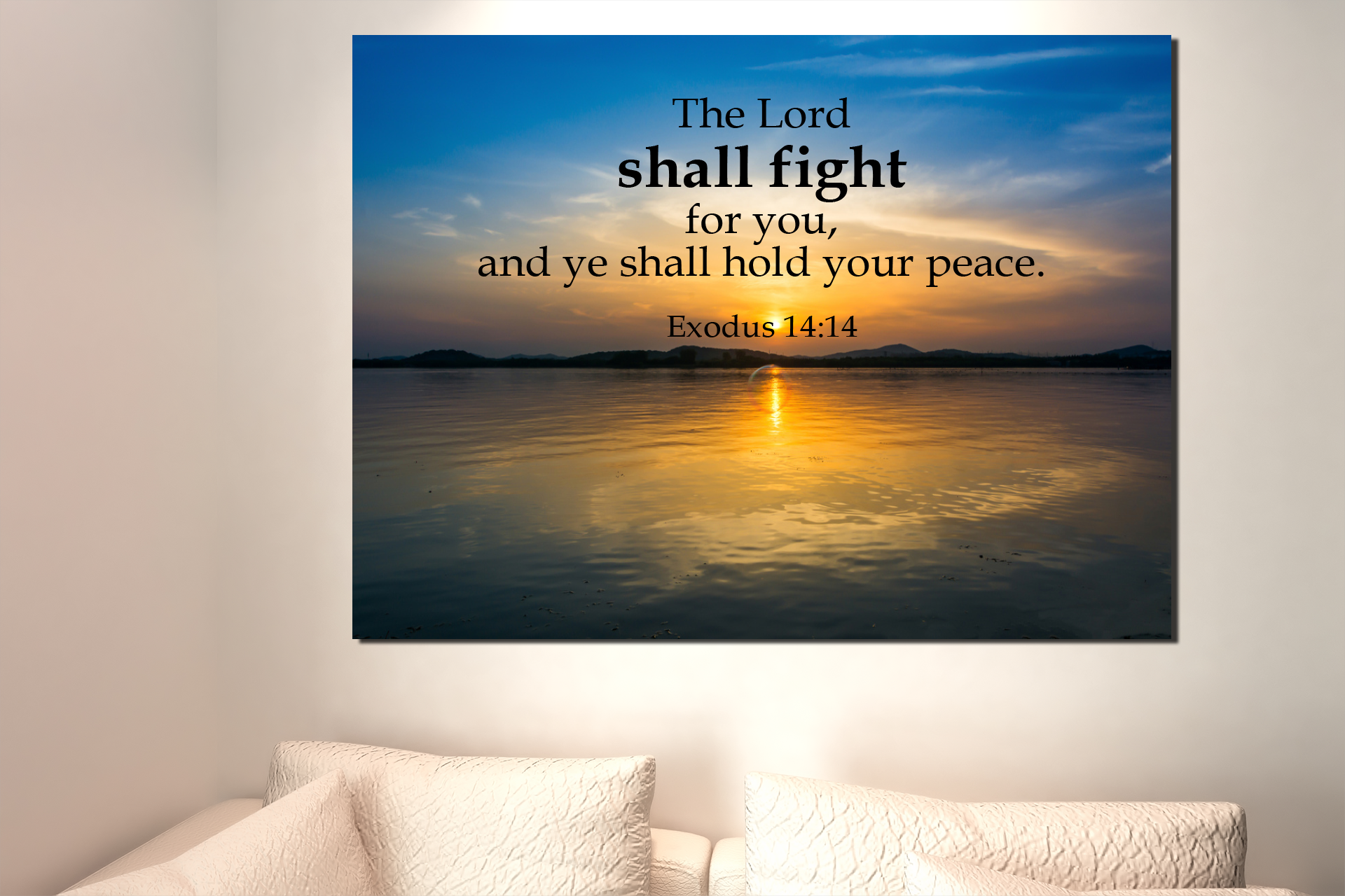 Scripture Walls The Lord Shall Fight For You Exodus 14:14Bible Verse Canvas Christian Wall Art Ready to Hang Unframed-Express Your Love Gifts