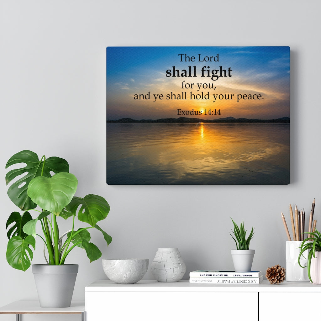 Scripture Walls The Lord Shall Fight For You Exodus 14:14Bible Verse Canvas Christian Wall Art Ready to Hang Unframed-Express Your Love Gifts