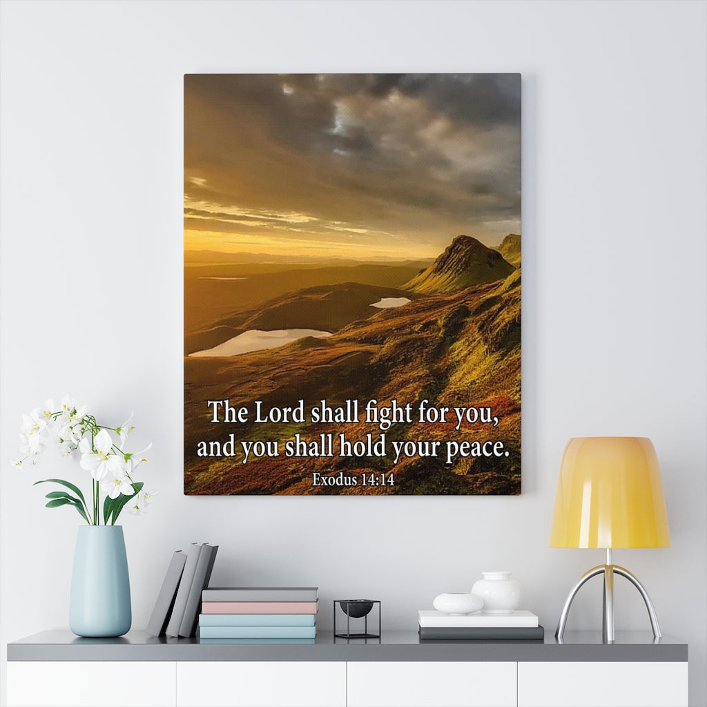 Scripture Walls The Lord Shall Fight For You Romans 8:31 Bible Verse Canvas Christian Wall Art Ready to Hang Unframed-Express Your Love Gifts