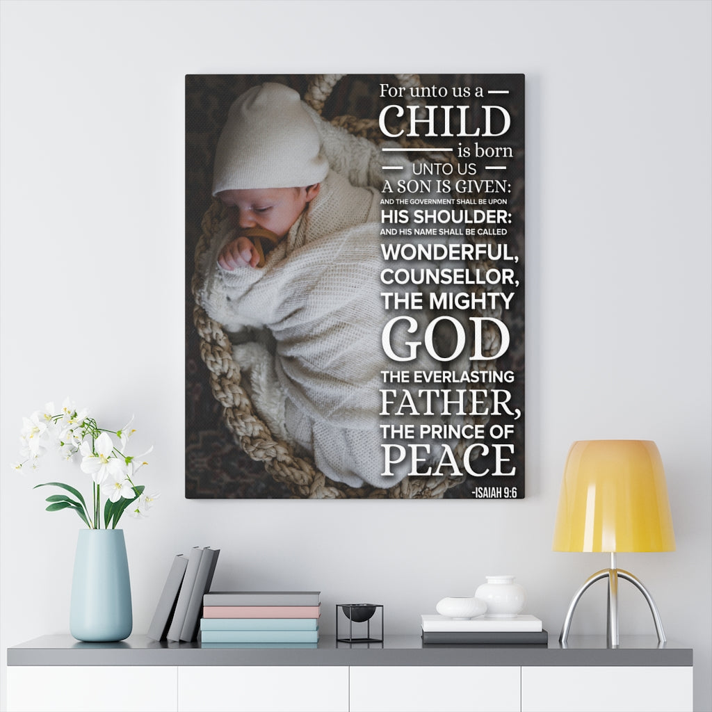 Isaiah 9:6, for Unto Us a Child is Born, Christmas Wall Art