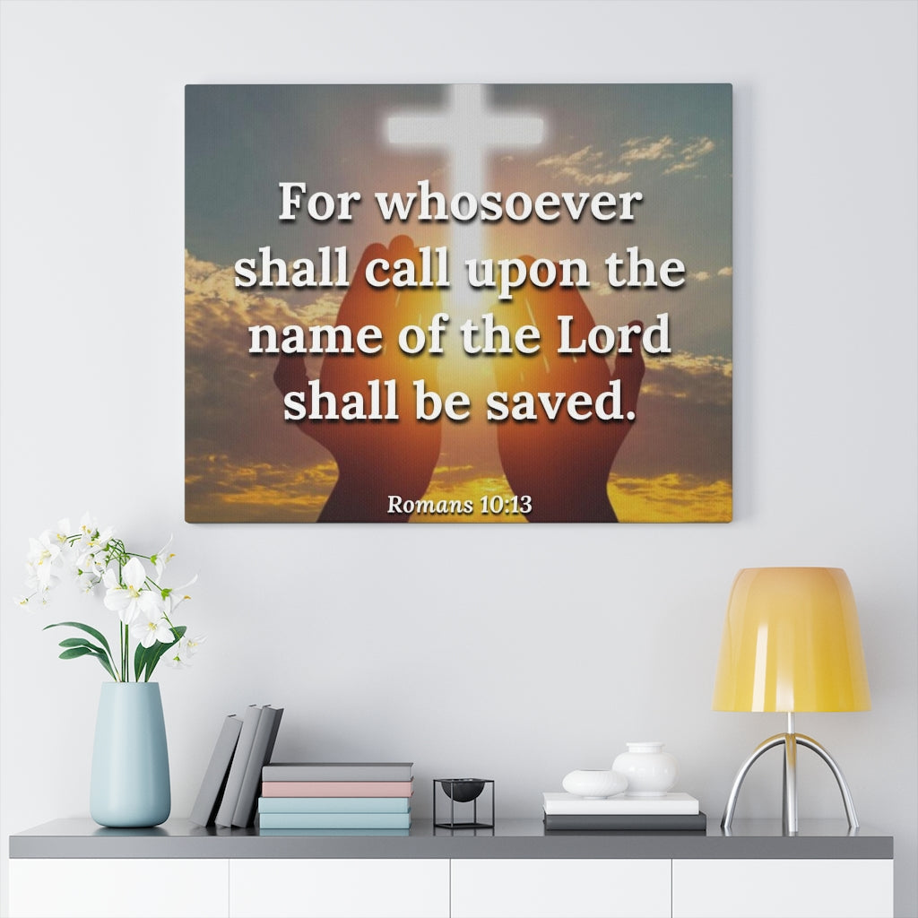 Scripture Walls The Name Romans 10:13 Bible Verse Canvas Christian Wall Art Ready to Hang Unframed-Express Your Love Gifts