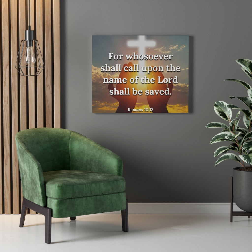 Scripture Walls The Name Romans 10:13 Bible Verse Canvas Christian Wall Art Ready to Hang Unframed-Express Your Love Gifts