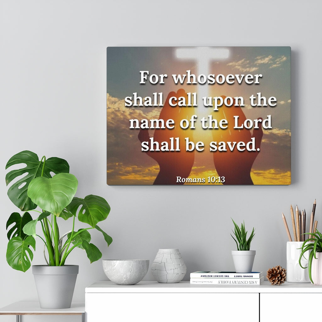 Scripture Walls The Name Romans 10:13 Bible Verse Canvas Christian Wall Art Ready to Hang Unframed-Express Your Love Gifts