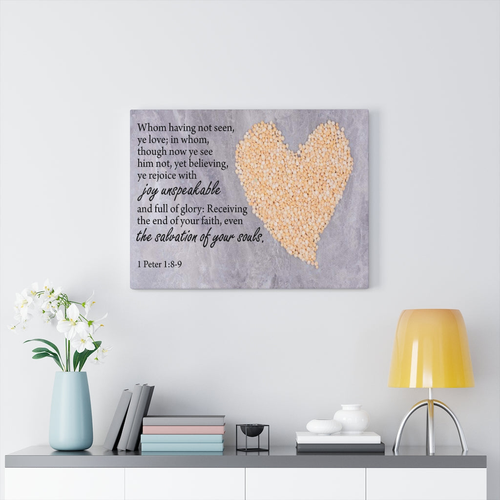 Scripture Walls The Salvation of Your Souls 1 Peter 1:8-9 Bible Verse Canvas Christian Wall Art Ready to Hang Unframed-Express Your Love Gifts