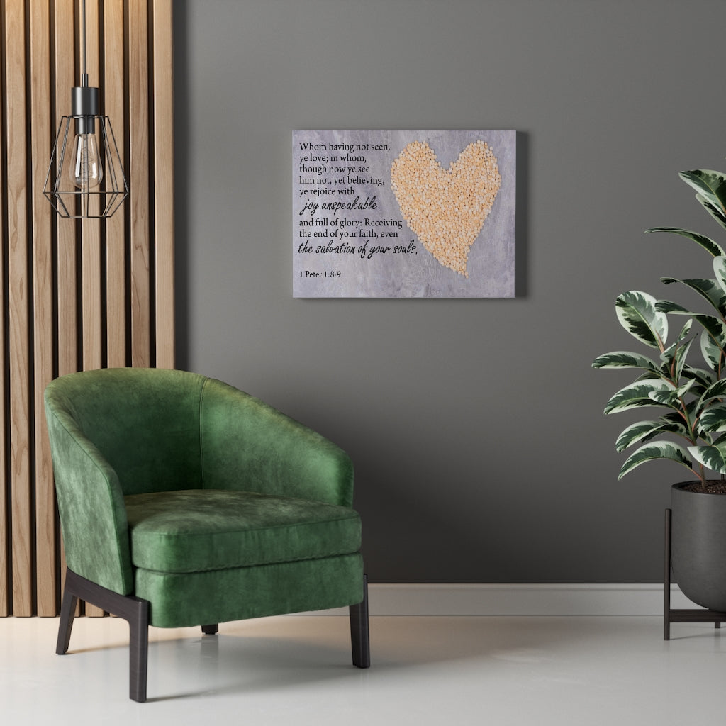 Scripture Walls The Salvation of Your Souls 1 Peter 1:8-9 Bible Verse Canvas Christian Wall Art Ready to Hang Unframed-Express Your Love Gifts