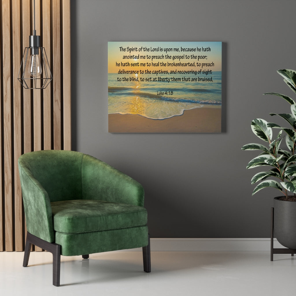 Scripture Walls The Spirit of The Lord Luke 4:18 Bible Verse Canvas Christian Wall Art Ready to Hang Unframed-Express Your Love Gifts