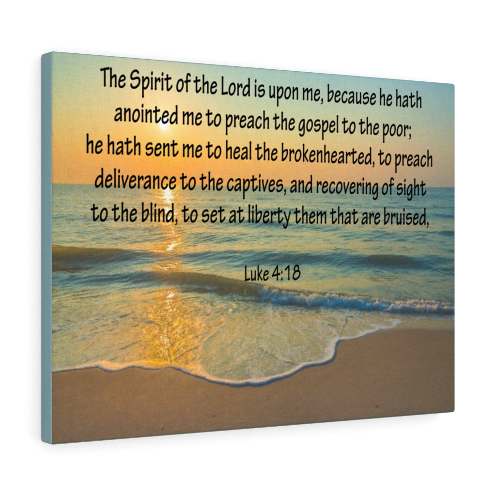 Scripture Walls The Spirit of The Lord Luke 4:18 Bible Verse Canvas Christian Wall Art Ready to Hang Unframed-Express Your Love Gifts