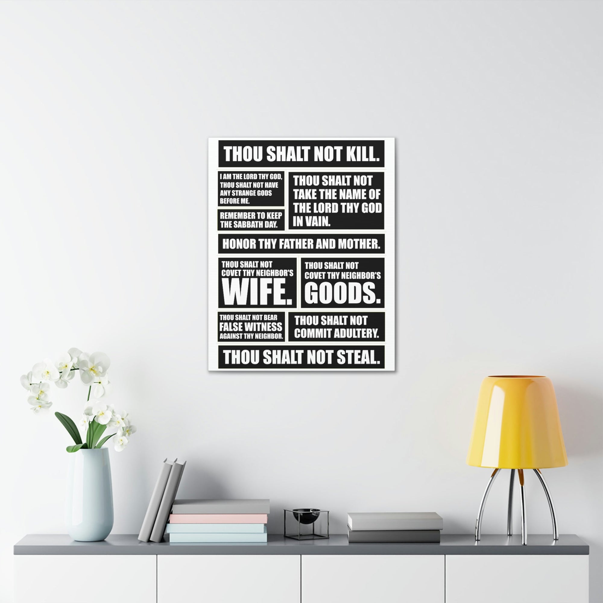 Scripture Walls The Ten Commandments Black White Christian Wall Art Print Ready to Hang Unframed-Express Your Love Gifts