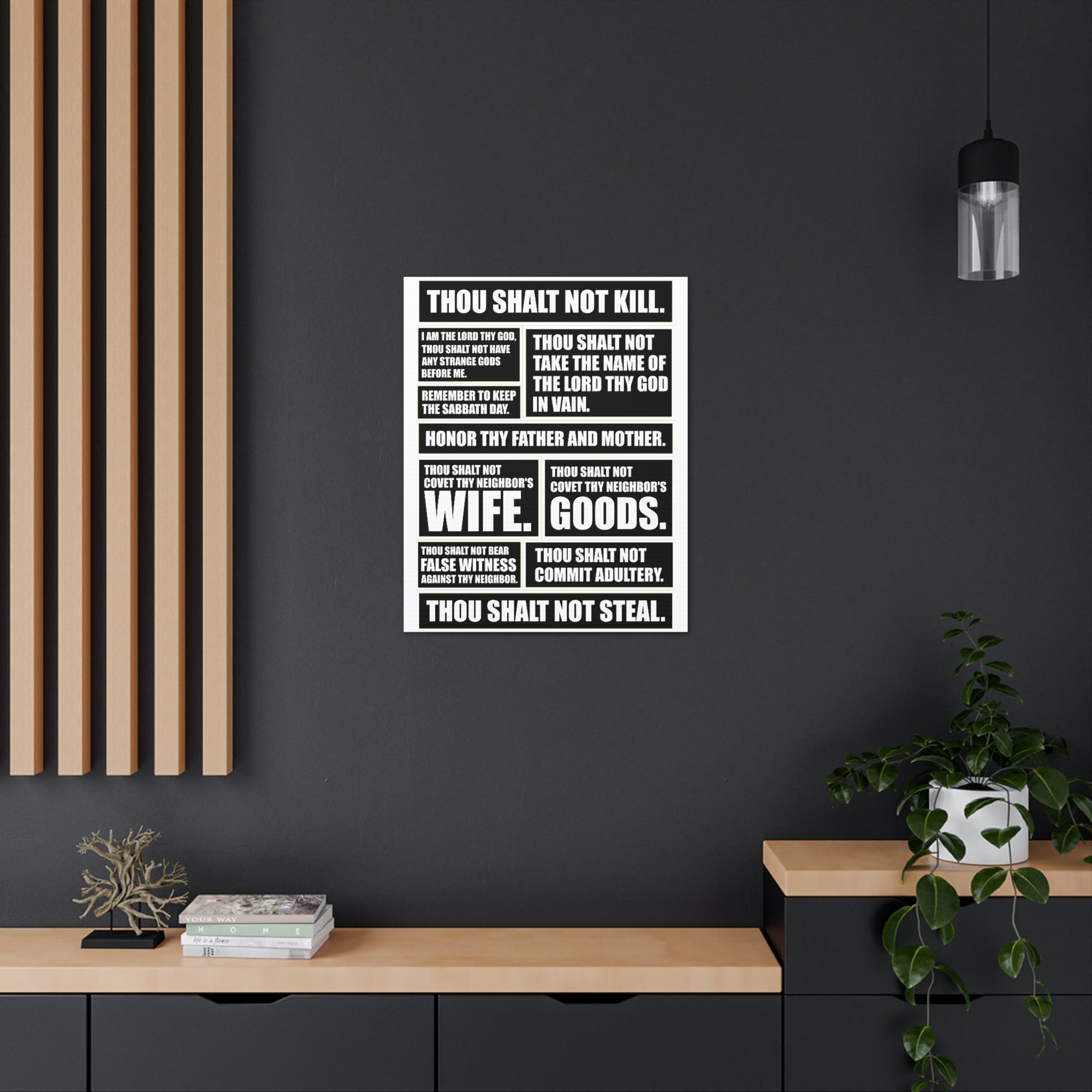 Scripture Walls The Ten Commandments Black White Christian Wall Art Print Ready to Hang Unframed-Express Your Love Gifts