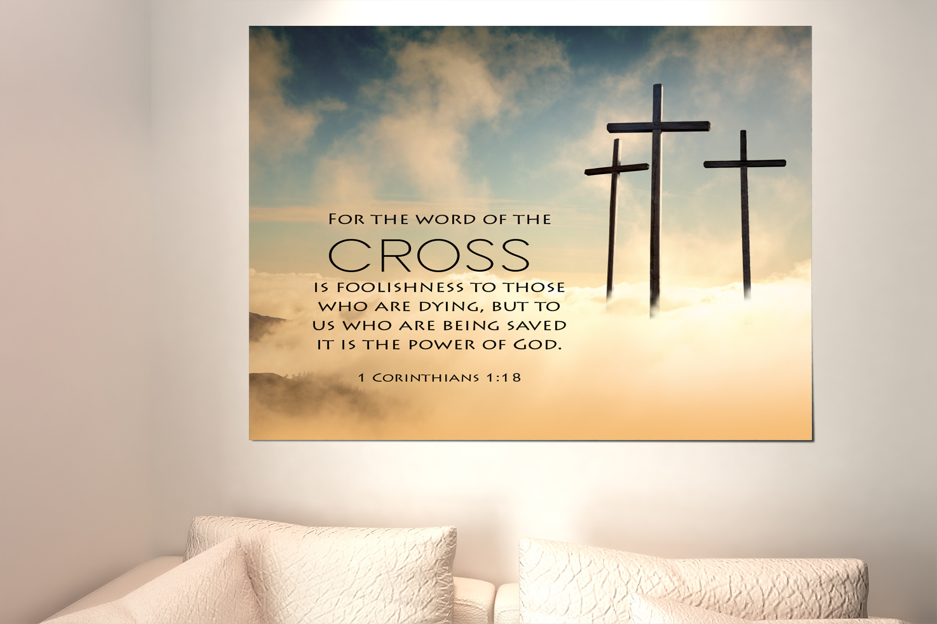 Scripture Walls The Word of the Cross 1 Corinthians 1:18 Bible Verse Canvas Christian Wall Art Ready to Hang Unframed-Express Your Love Gifts