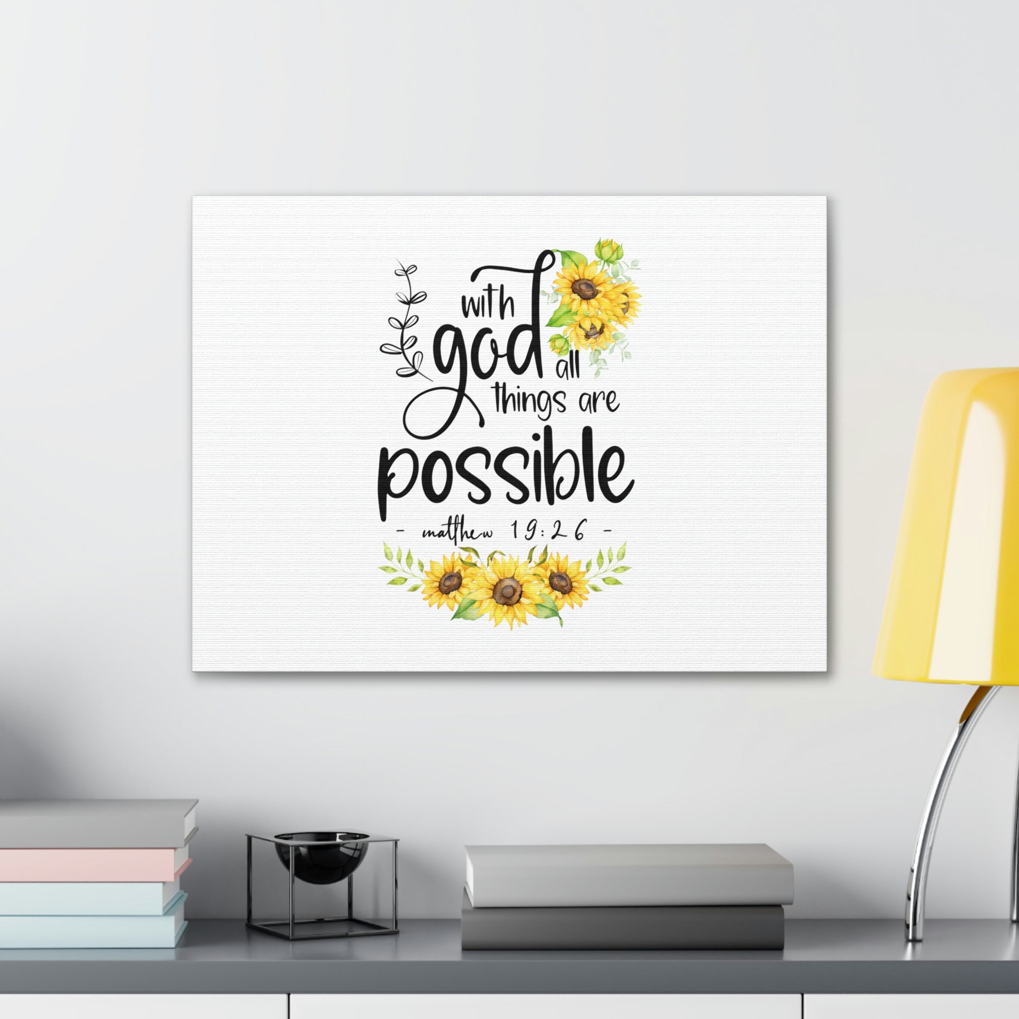 Scripture Walls Things Are Possible Matthew 19:26 Sunflower Christian Wall  Art Bible Verse Print Ready to Hang Unframed