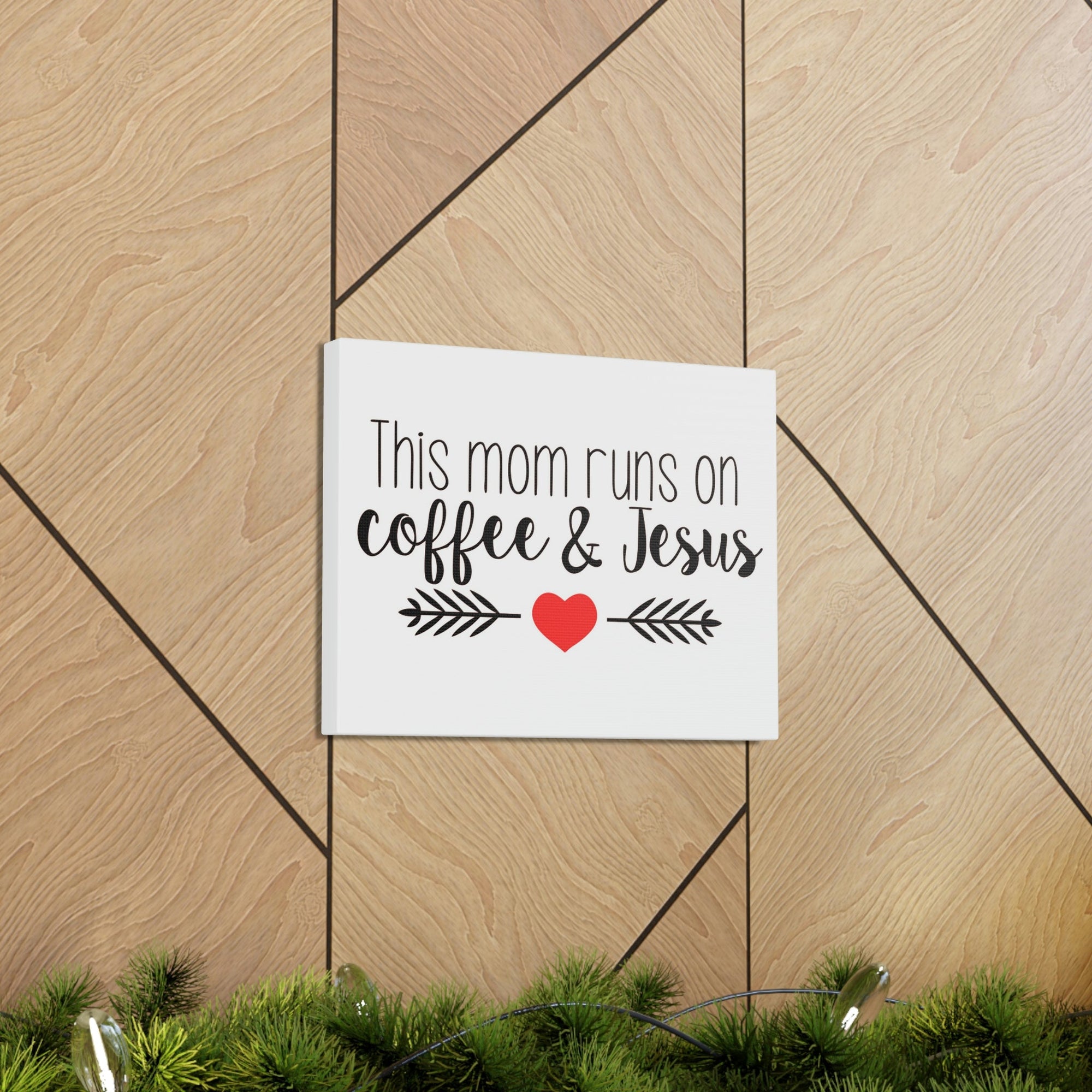 Scripture Walls This Mom Runs On Coffee & Jesus Mark 10:27 Coffee Christian Wall Art Print Ready to Hang Unframed-Express Your Love Gifts