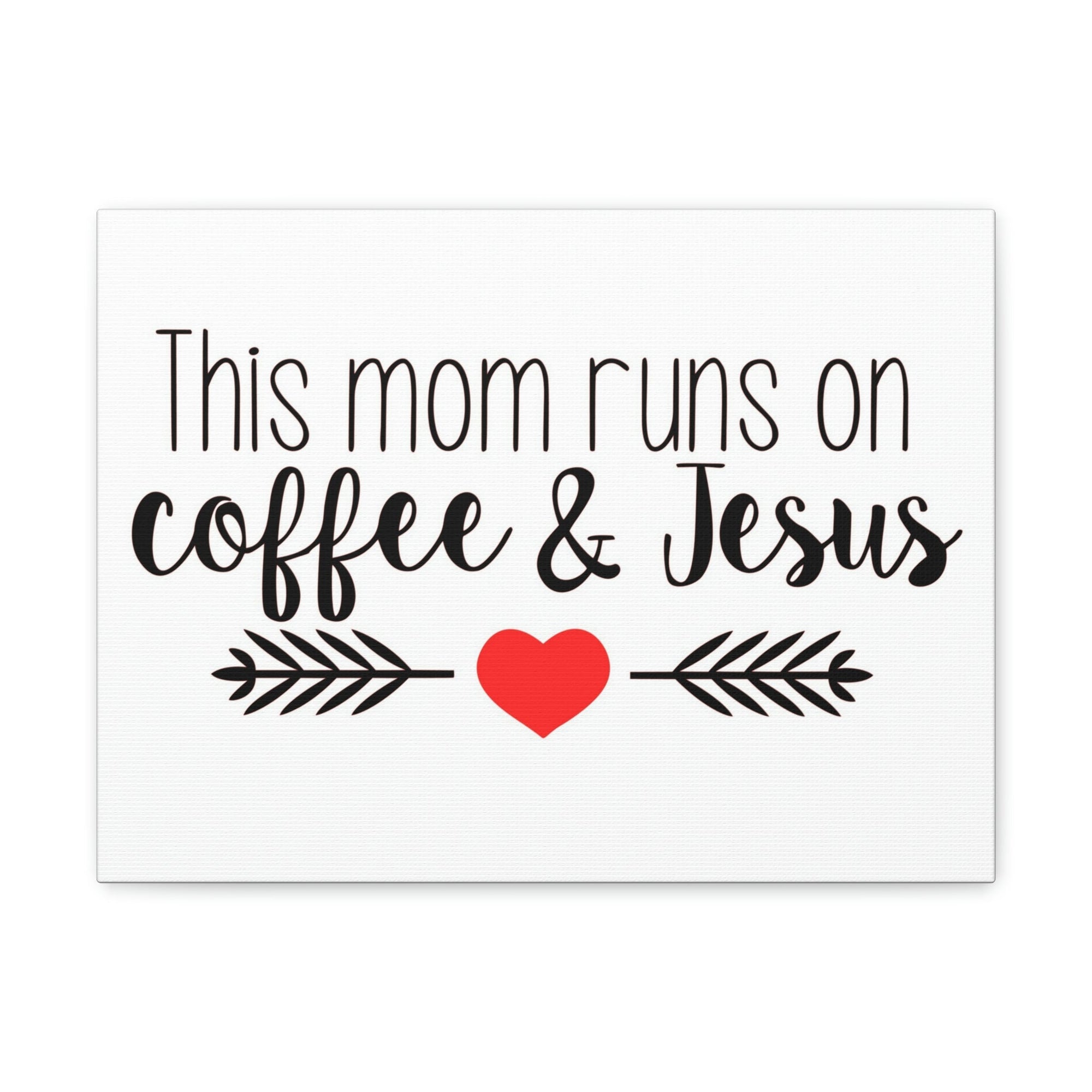 Scripture Walls This Mom Runs On Coffee & Jesus Mark 10:27 Coffee Christian Wall Art Print Ready to Hang Unframed-Express Your Love Gifts