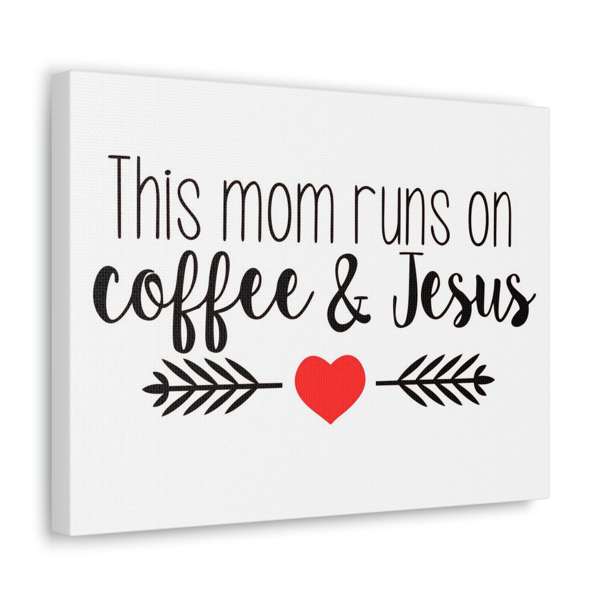 Scripture Walls This Mom Runs On Coffee & Jesus Mark 10:27 Coffee Christian Wall Art Print Ready to Hang Unframed-Express Your Love Gifts