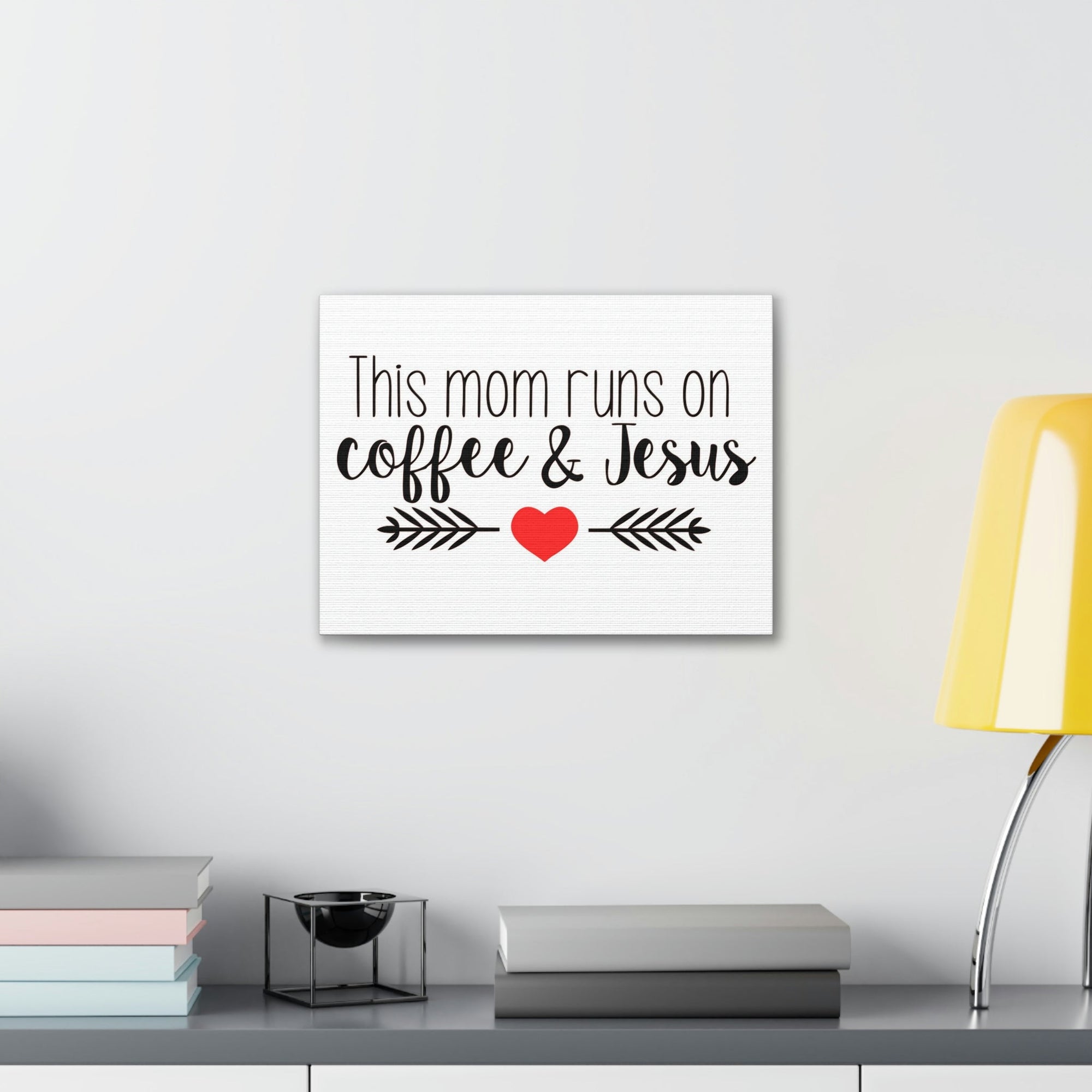 Scripture Walls This Mom Runs On Coffee & Jesus Mark 10:27 Coffee Christian Wall Art Print Ready to Hang Unframed-Express Your Love Gifts