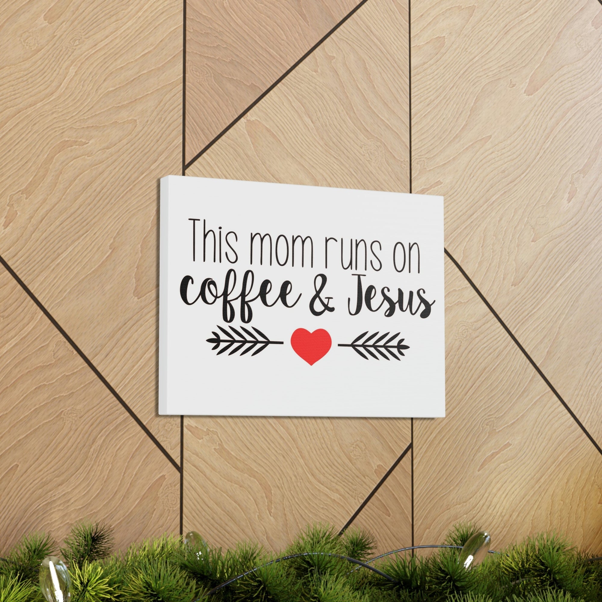 Scripture Walls This Mom Runs On Coffee & Jesus Mark 10:27 Coffee Christian Wall Art Print Ready to Hang Unframed-Express Your Love Gifts