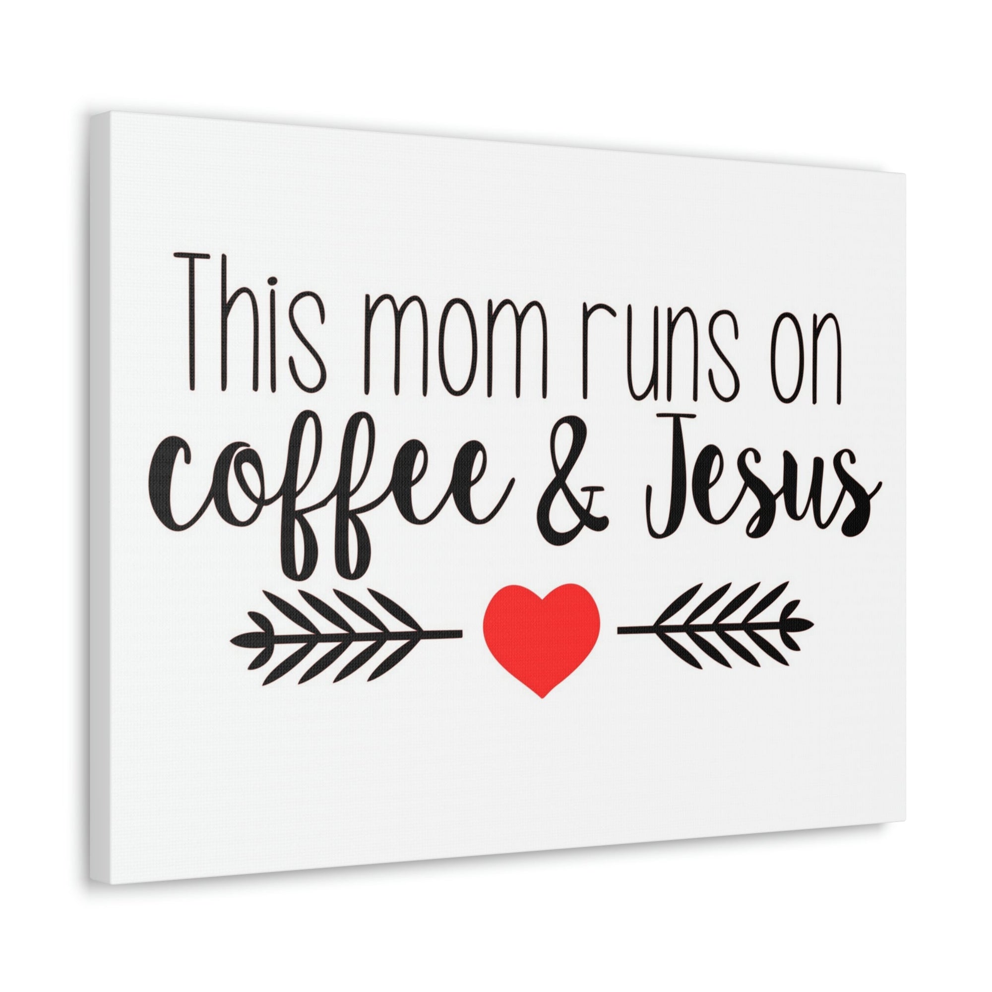 Scripture Walls This Mom Runs On Coffee & Jesus Mark 10:27 Coffee Christian Wall Art Print Ready to Hang Unframed-Express Your Love Gifts