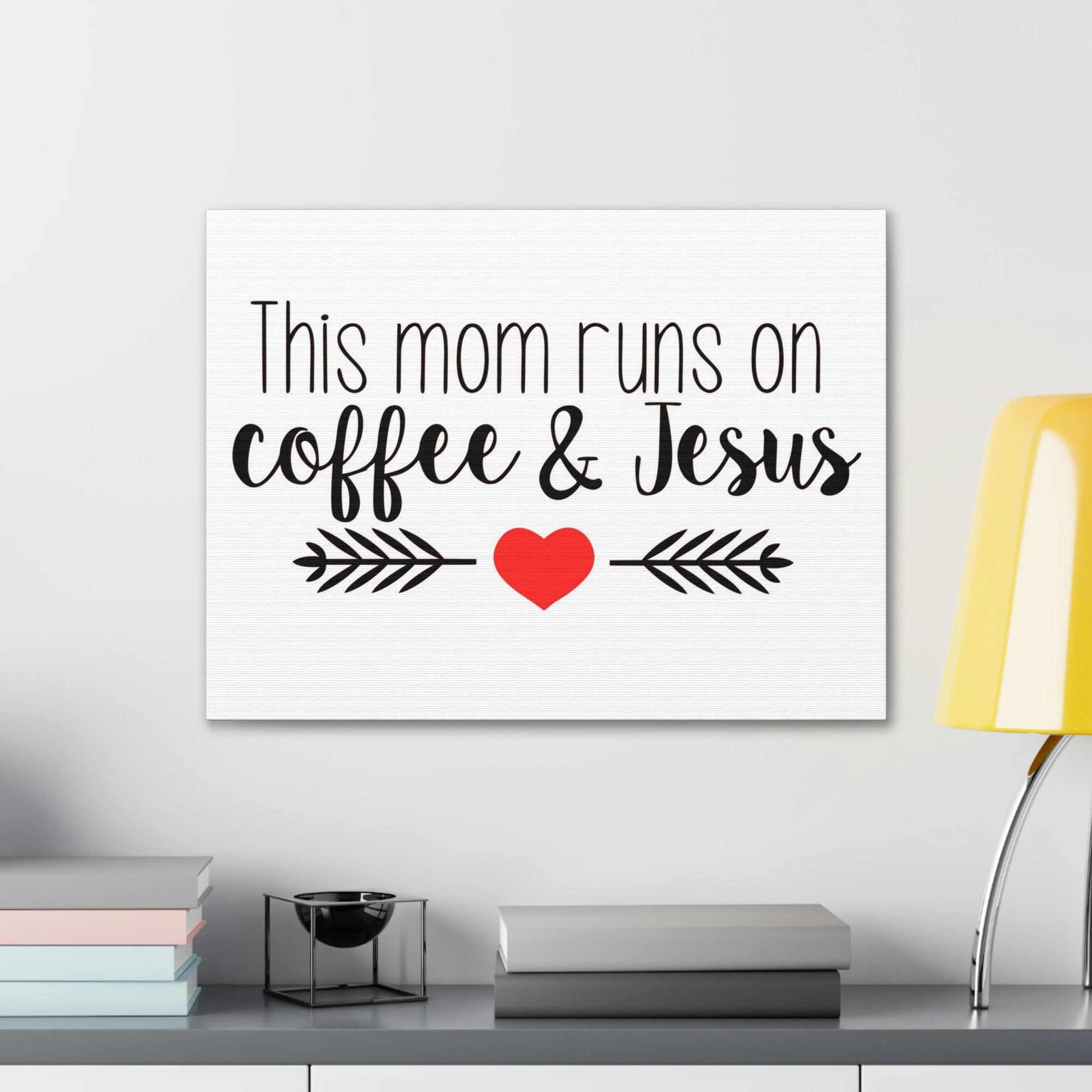 Scripture Walls This Mom Runs On Coffee & Jesus Mark 10:27 Coffee Christian Wall Art Print Ready to Hang Unframed-Express Your Love Gifts