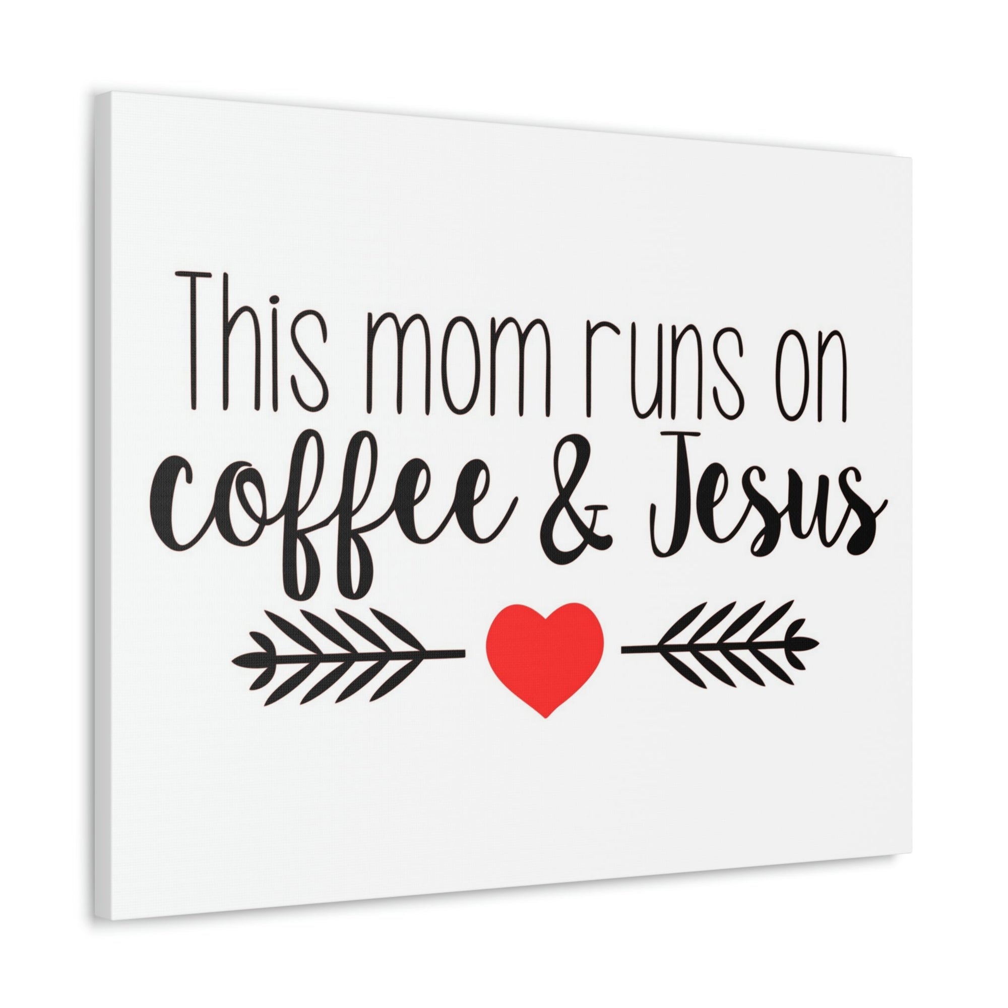 Scripture Walls This Mom Runs On Coffee & Jesus Mark 10:27 Coffee Christian Wall Art Print Ready to Hang Unframed-Express Your Love Gifts