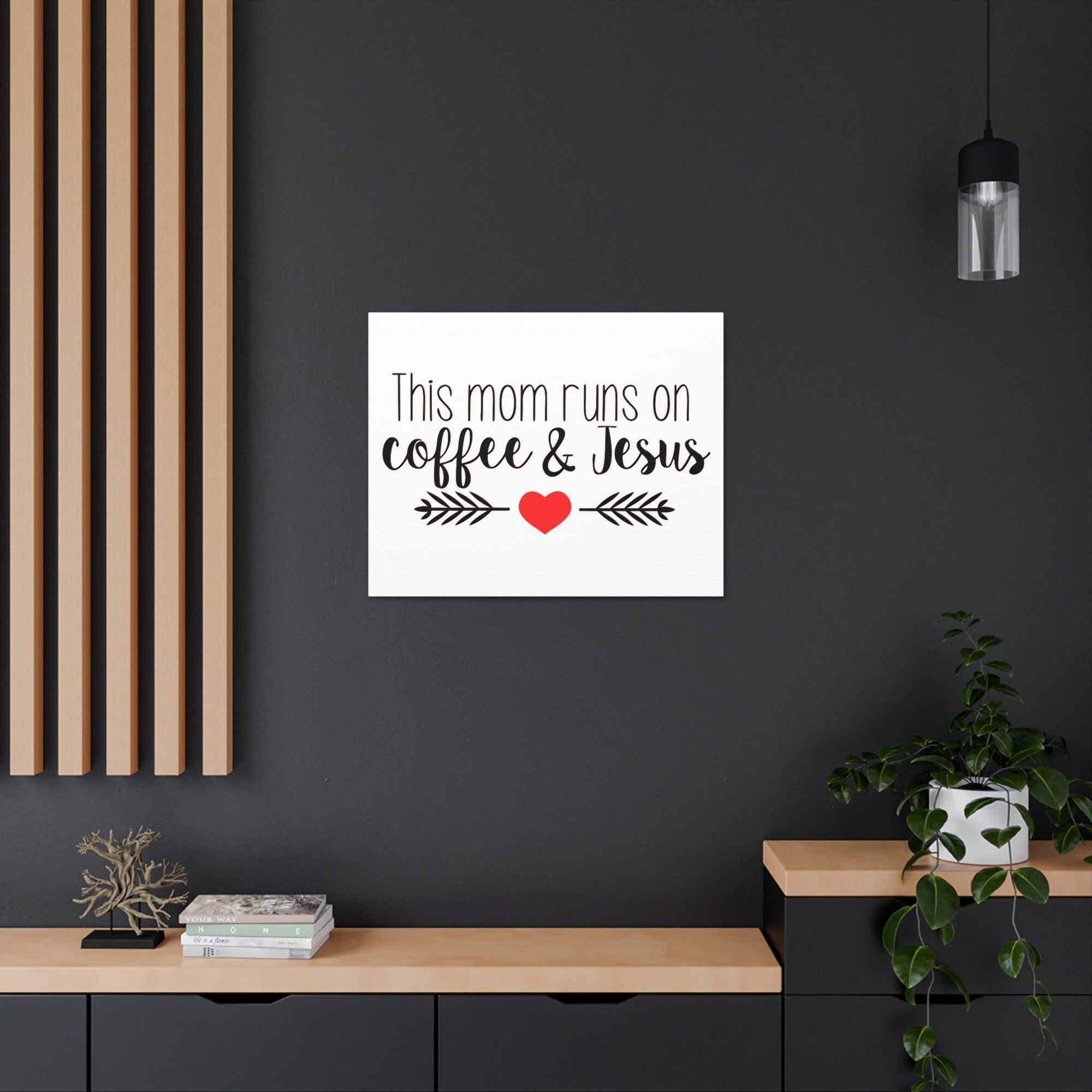 Scripture Walls This Mom Runs On Coffee & Jesus Mark 10:27 Coffee Christian Wall Art Print Ready to Hang Unframed-Express Your Love Gifts