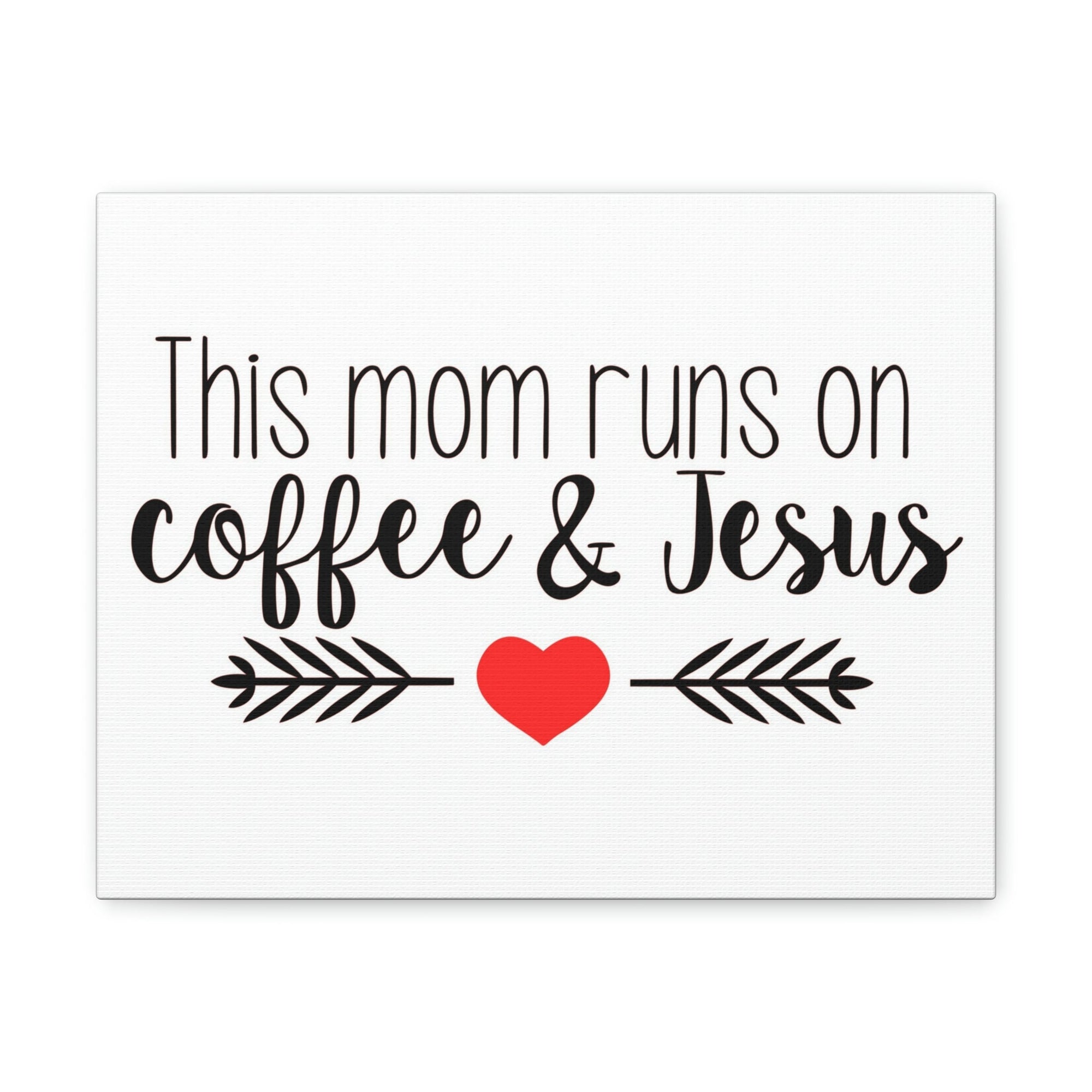 Scripture Walls This Mom Runs On Coffee & Jesus Mark 10:27 Coffee Christian Wall Art Print Ready to Hang Unframed-Express Your Love Gifts