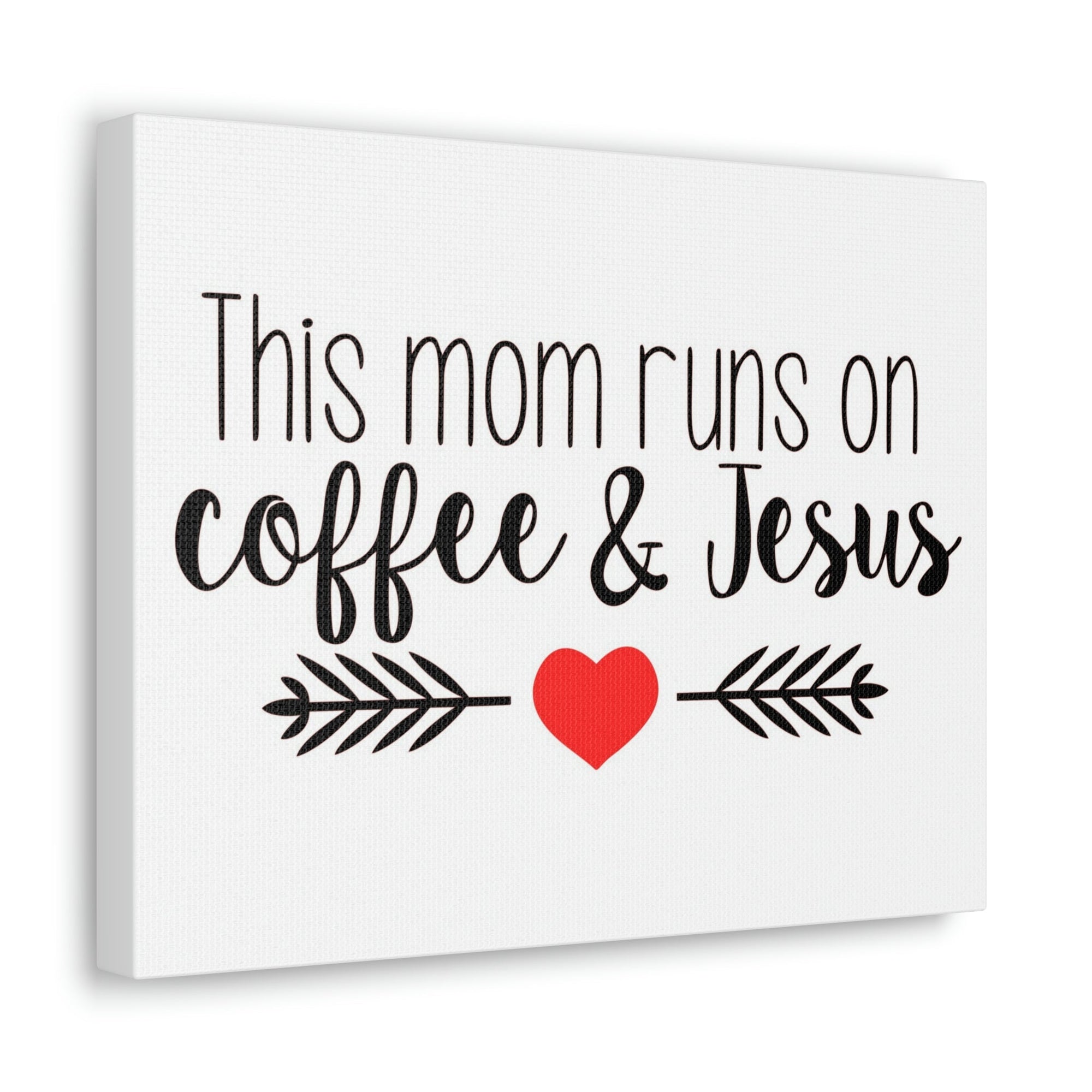 Scripture Walls This Mom Runs On Coffee & Jesus Mark 10:27 Coffee Christian Wall Art Print Ready to Hang Unframed-Express Your Love Gifts