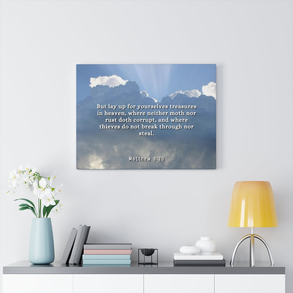 Scripture Walls Treasures In Heaven Matthew 6:20 Bible Verse Canvas Christian Wall Art Ready to Hang Unframed-Express Your Love Gifts