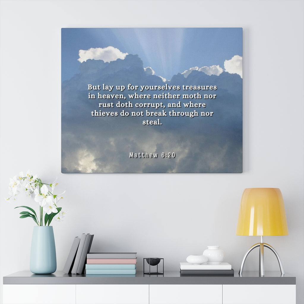 Scripture Walls Treasures In Heaven Matthew 6:20 Bible Verse Canvas Christian Wall Art Ready to Hang Unframed-Express Your Love Gifts