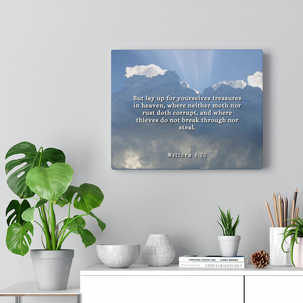 Scripture Walls Treasures In Heaven Matthew 6:20 Bible Verse Canvas Christian Wall Art Ready to Hang Unframed-Express Your Love Gifts