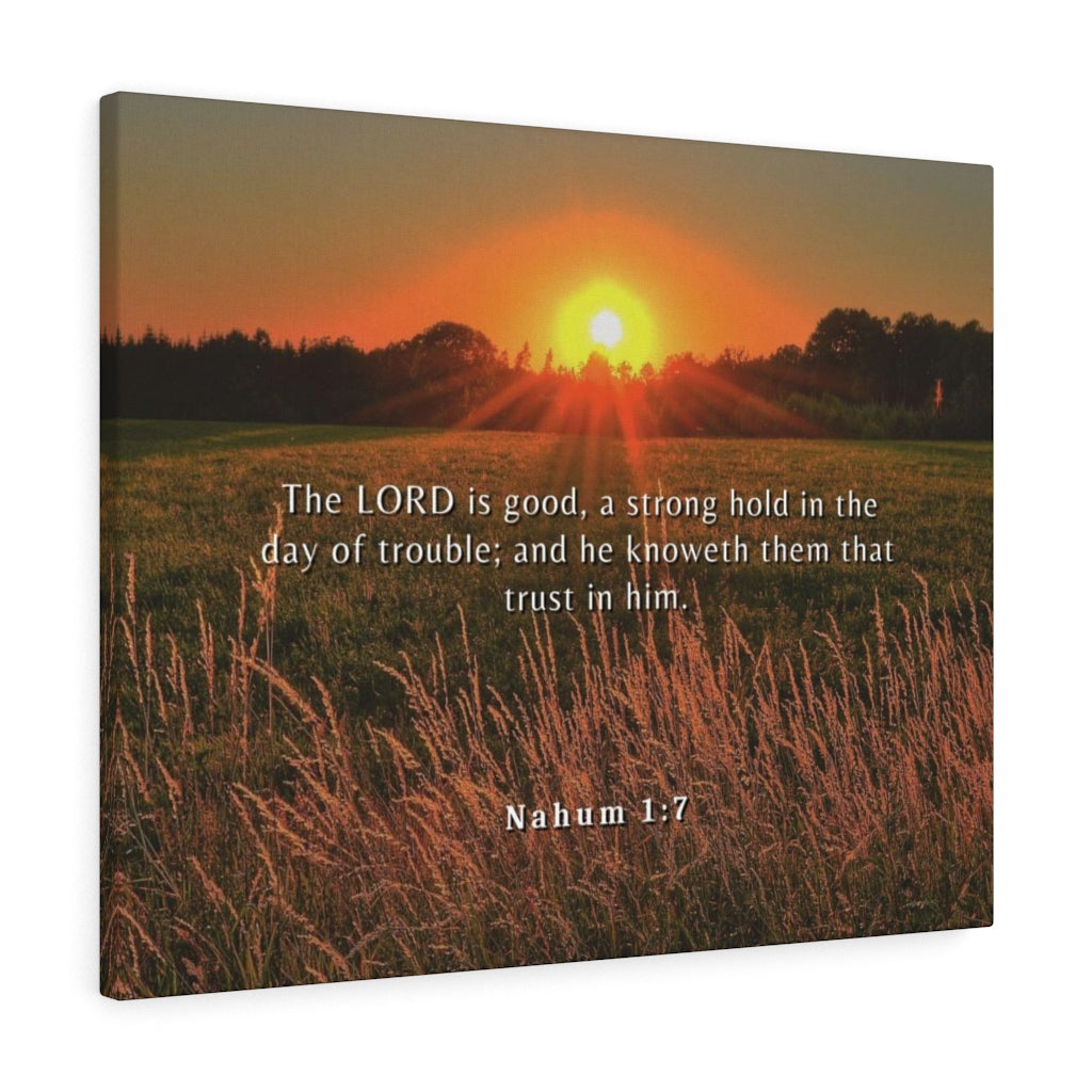 Scripture Walls Trust In Him Nahum 1:7 Bible Verse Canvas Christian Wall Art Ready to Hang Unframed-Express Your Love Gifts
