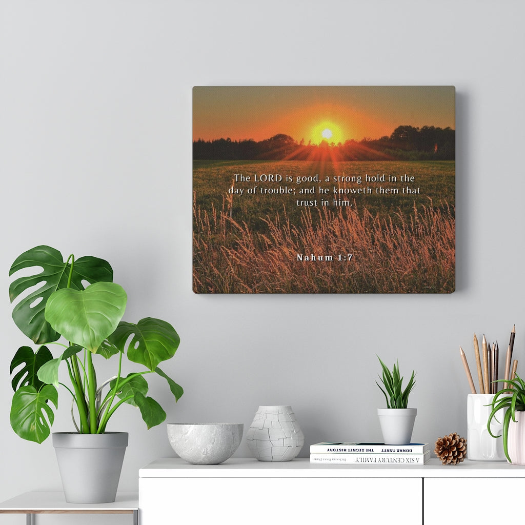 Scripture Walls Trust In Him Nahum 1:7 Bible Verse Canvas Christian Wall Art Ready to Hang Unframed-Express Your Love Gifts