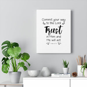 Scripture Walls Trust In Him Psalm 37:5 Bible Verse Canvas Christian Wall Art Ready to Hang Unframed-Express Your Love Gifts
