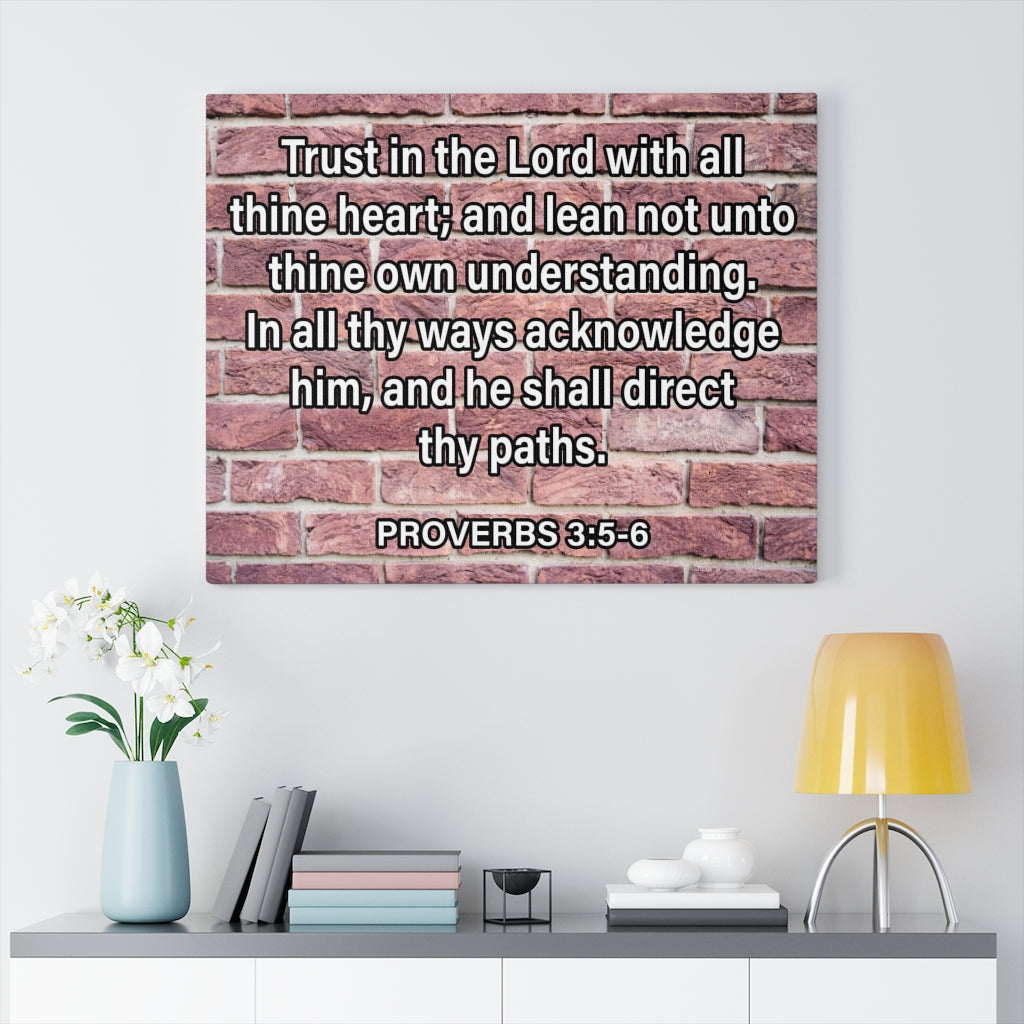 Scripture Walls Trust in Lord Proverbs 3:5-6 Bricks Scripture Bible Verse Canvas Christian Wall Art Ready to Hang Unframed-Express Your Love Gifts